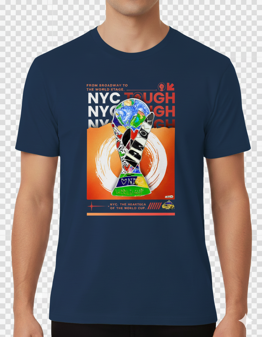 NYC Tough World Cup Trophy Orange Art Tee - Image 4