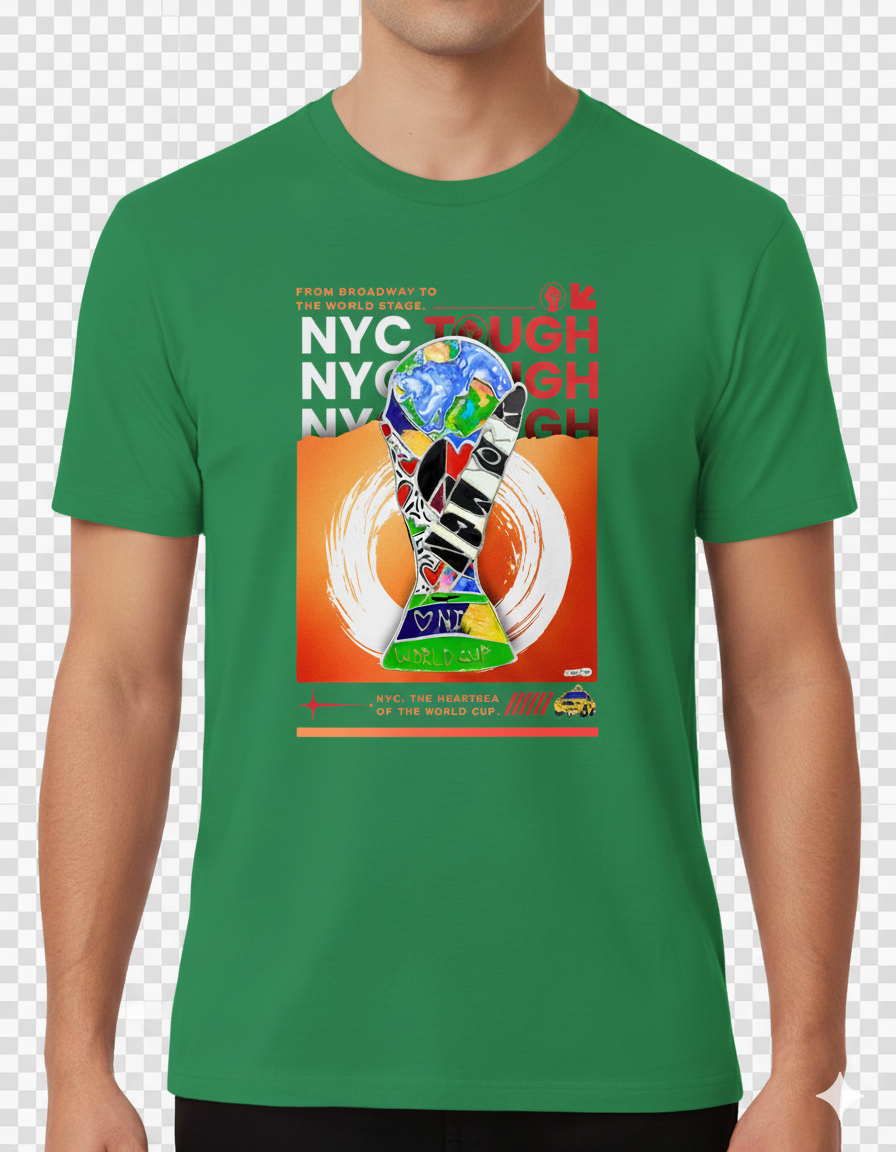 NYC Tough World Cup Trophy Orange Art Tee - Image 5