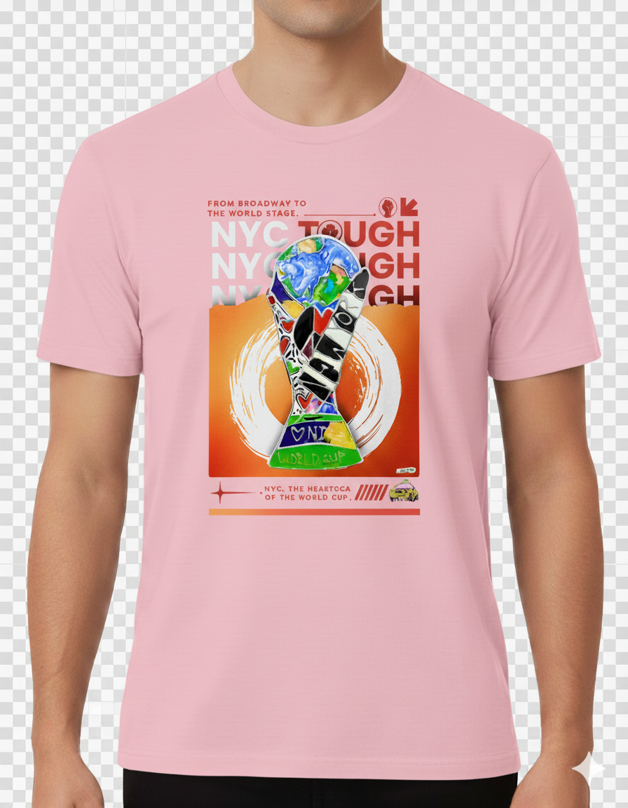 NYC Tough World Cup Trophy Orange Art Tee - Image 6