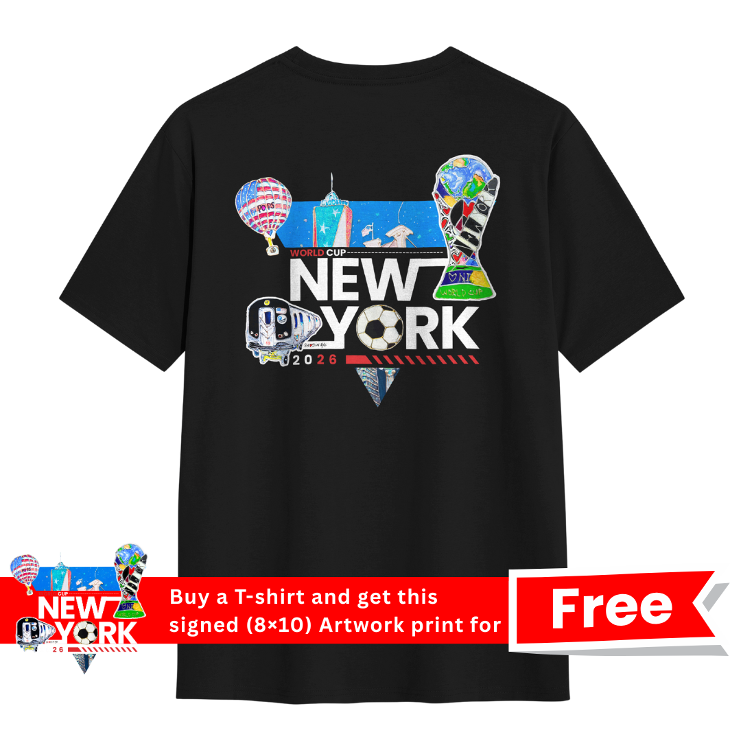 New York Skyline with Trophy, Subway & Hot Air Balloon